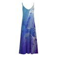 thumbnail image 5 of SMihono Robe Maxi Bohème d'Été pour Femmes Grande Taille Mode Femme Bretelles Taille Mi-Haute Col en V Sans Manches Rayée Imprimée Robe Longue de Plage, 5 of 5