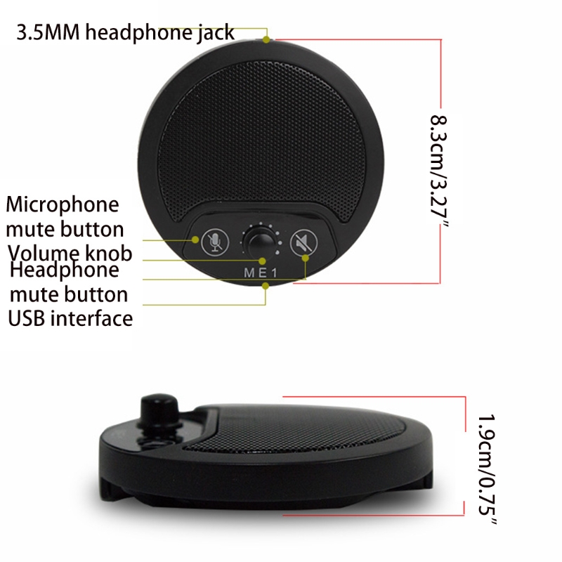 Omnidirectional Condenser Microphones Flat Appearance Mic Universal 3.5mm Plug Noise Cancelling High Sensitivity