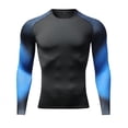 thumbnail image 2 of Men's Long Sleeve Compression Shirts, Stretch Colorblock Athletic Base Layer Top for Outdoor Gym Sports Workout, 2 of 9