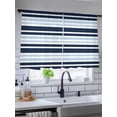 thumbnail image 5 of Sheer Curtains 45 Inch Length 2 Panels Set for Kitchen, Navy Sky Blue Ombre Striped Semi Sheer Curtains for Windows, Gradient Horizontal Lines Voile Window Treatments Rod Pocket Curtain, 5 of 7