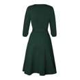 thumbnail image 4 of TSADFHJI Ensemble Jupe Maxi Couleur Unie Col Rond Manches Mi-Longues Robe Ligne A Femme G Vert, 4 of 6