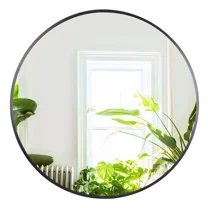 ZENSTYLE 36 inch Round Mirror Large Wall Mirror with Minimalist Metal Frame Black