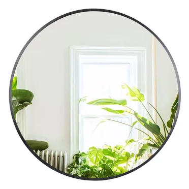 ZENSTYLE 36 inch Round Mirror Large Wall Mirror with Minimalist Metal Frame Black