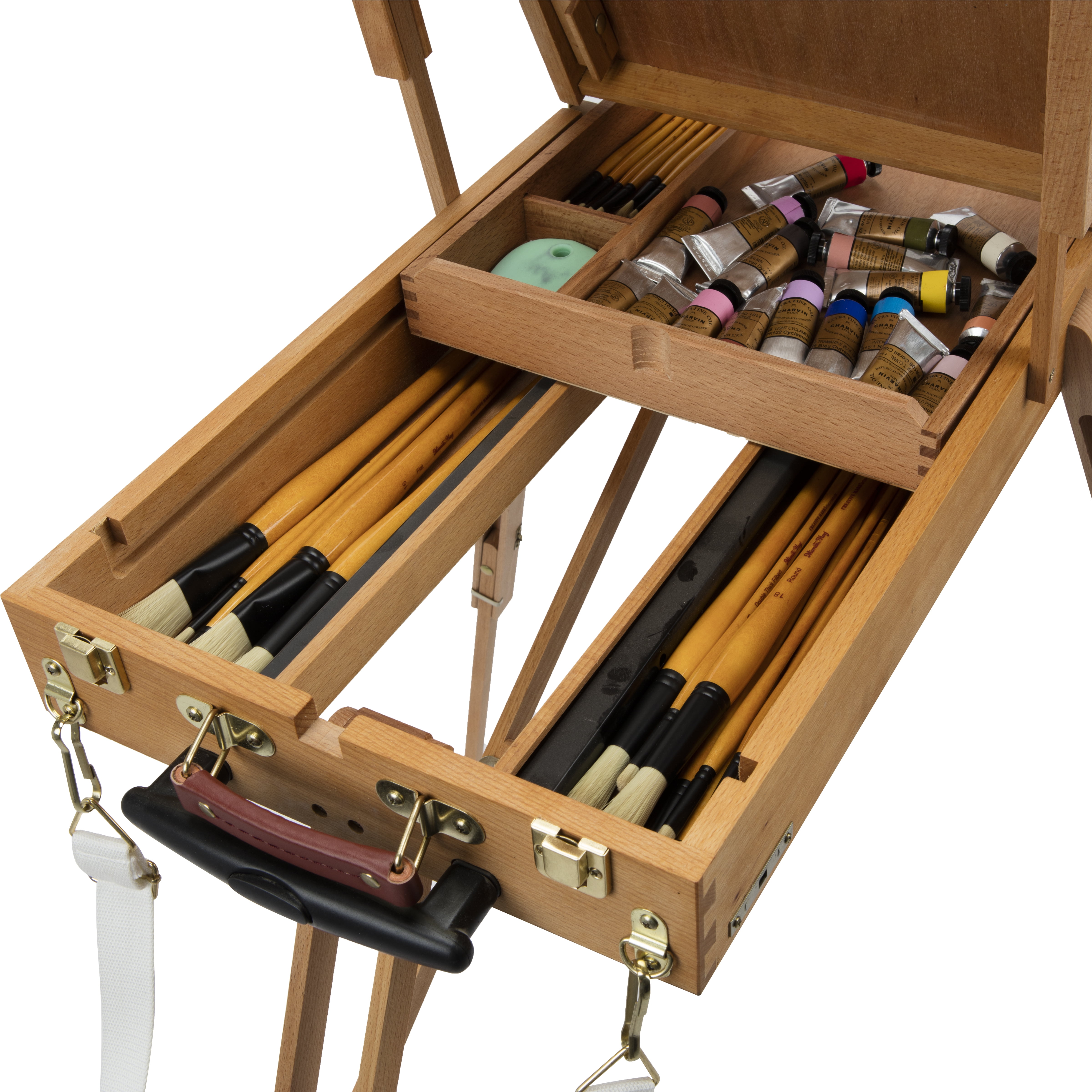 Creative Mark Monet Wooden French walnut Color Easel & Sketchbox- Portable LightWeight Art Easel with Storage for Adults - Ideal for Drawing, Painting - Includes Palette, Supports Canvas up to 32"
