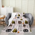 thumbnail image 1 of Erosebridal Happy Camping Sherpa Blanket, Rustic Farmhouse Fuzzy Blanket Throw, Cartoon RV Car Decor, 1 of 5