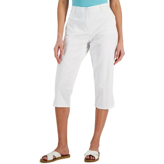 Karen Scott Womens High Rise Straight Leg Capri Pants
