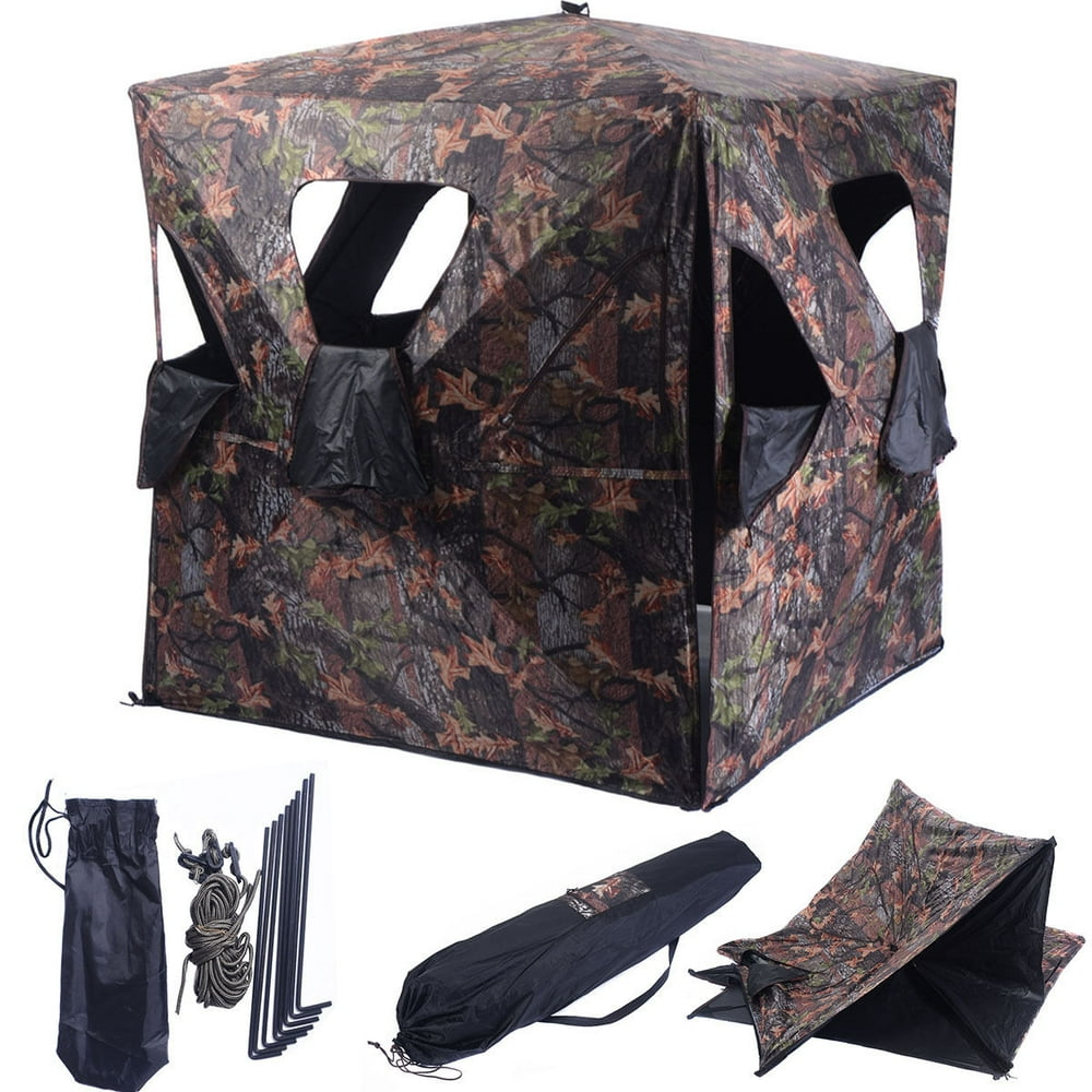 Costway Ground Hunting Blind Portable Deer Pop Up Camo Hunter Weather Proof Mesh Window