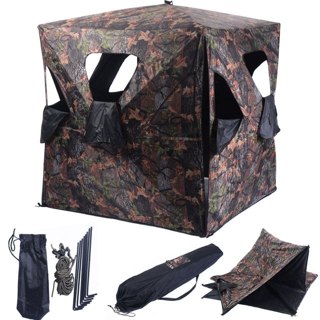 Costway Chasse au Sol à l'Aveugle Portable Cerf Escamotable Camouflage Chasseur Résistant aux Intempéries