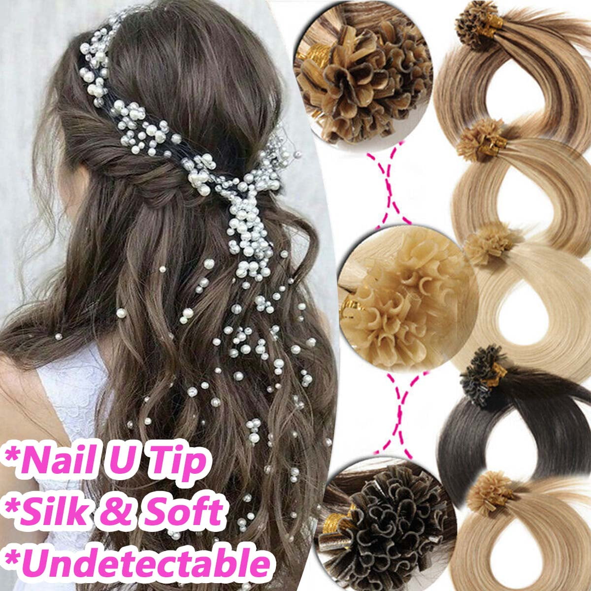 24 (60cm) Nail tip / U tip human hair pre bonded extensions