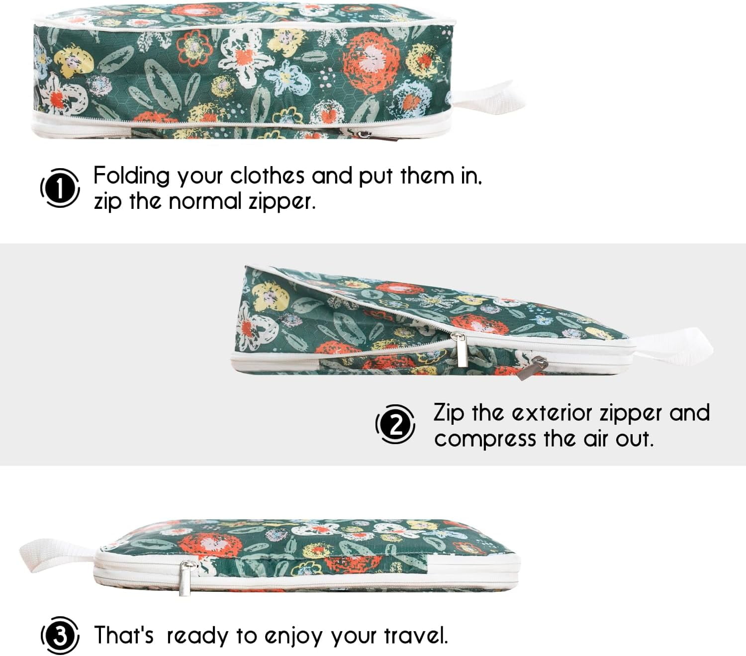 6 Set Compression Packing Cubes for Travel,Packing Cubes for Suitcase Luggage Organizer Bags,Travel Essentials for Carry on Backpack,Ultralight and Waterproof (Springtime Flowers and Meadow)