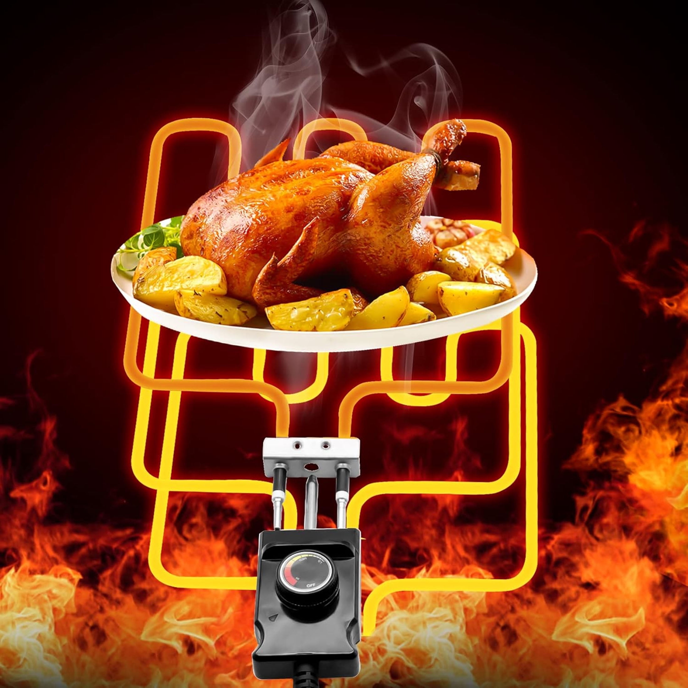 Heating Element 1500W with Adjustable Thermostat Cord Controller Fit for Masterbuilt Electric Smoker and Grill Range Bake