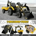 thumbnail image 4 of Gymax 3-in-1 Kids Ride On Excavator Bulldozer 12V Electric Tractor Remote w/ Trailer Yellow, 4 of 10