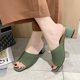 thumbnail image 3 of Sandalias y zapatillas de tacón medio para mujer Verano de prendas de vestir exteriores tejidas voladoras sandalias y zapatillas de mujer de moda, 3 of 6