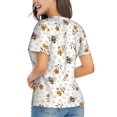 thumbnail image 3 of Fuzoiu Bees And Flowers Print Women's Classic V-Neck T-Shirt, Short Sleeve V Neck Tees for Casual Everyday Wear,Casual Fit Tee,Summer Fashion Tops-Small, 3 of 5