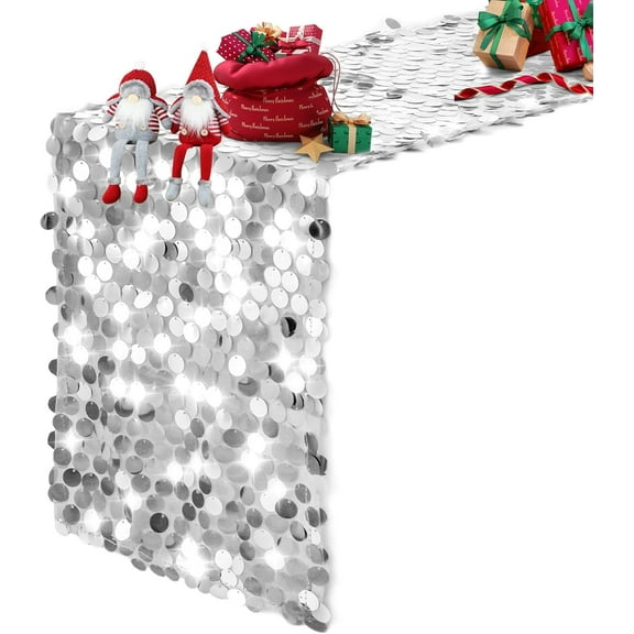 Wehilion Sequin Glitter Table Runners, Glitter Premium Big Sequin Table Runner, Rectangle Table Runner for Halloween, Christmas, Wedding Party, Birthday Party, Banquet Decor