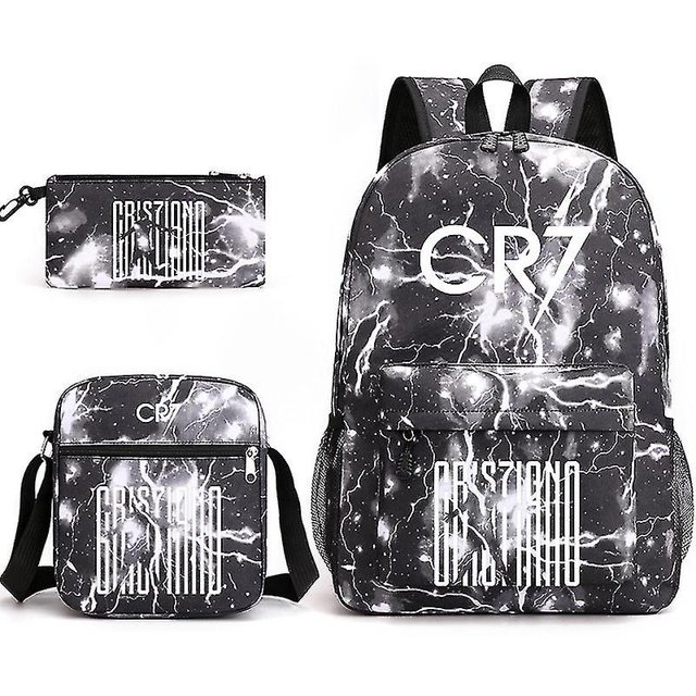 Moda Cr7 3pcs Conjuntos Mochila Mochila Nuevos estudiantes Capacidad Mochilas escolares Mochila Bolsa de viaje