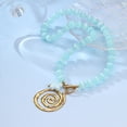 thumbnail image 5 of NICKSUN Two-tone Stainless Steel Swirl Spiral Pendant Necklace, Light Blue Striped Bead & Flower OT Clasp Cute Choker for Women, 5 of 7