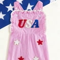 thumbnail image 4 of mgoYE Toddler Girl Clothes 3t 4th Fourth July Toddler Girl Outfit USA Romper Spaghetti Strap Bell Bottoms Jumpsuit Red White Blue Outfits|Pink 2-3 Years, 4 of 4