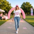 thumbnail image 4 of Womens Pink Ribbon Breast Cancer Awareness T-Shirt Angel Wings Pink Ribbon Floral Print Short Sleeve Tops Casual Breast Cancer Graphic Crew Neck Tee, 4 of 4