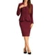 thumbnail image 2 of Conjunto de falda de 2 piezas INSPIRE CHIC para el Día de la Madre, con blazer peplum y falda lápiz de cintura alta, atuendo de trabajo en color rojo vino, 2 of 6