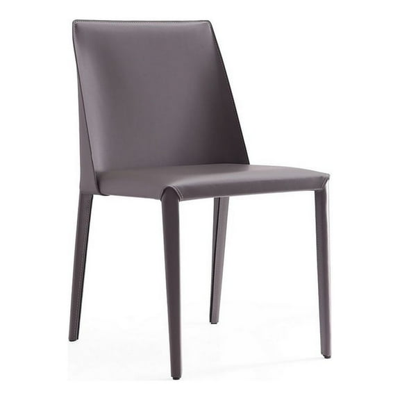 Manhattan Comfort Paris 17.32" Leather Dining Chair in Gray (Set of 2)