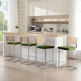 thumbnail image 6 of Zesthouse Rattan Bar Stools Set of 2, 25.6″ Velvet Counter Height Chairs with Cane Back & Chrome Legs, Mid Century Cantilevered Design Barstools for Kitchen Island, Green, 6 of 11