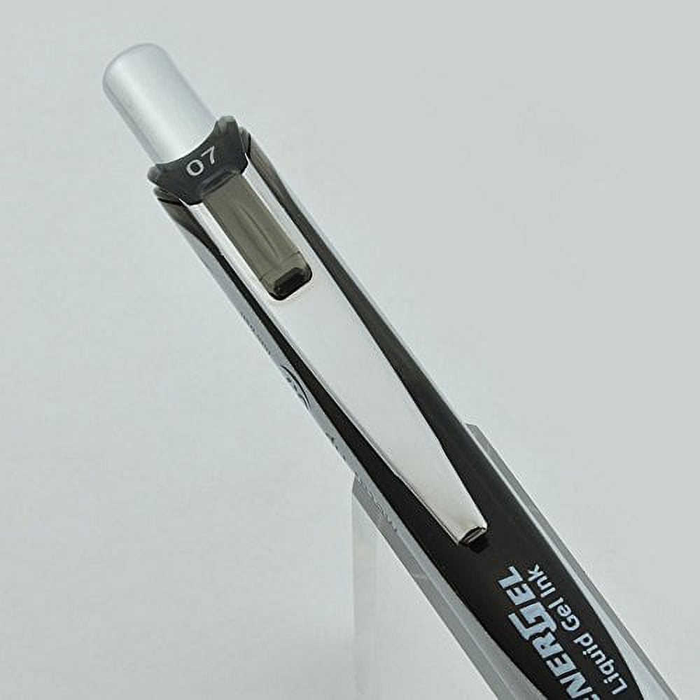 Pentel EnerGel RTX Deluxe Retractable Liquid Gel Pen, Fine .7mm Metal Tip, Black Ink, Silver Barrel (Bulk Lot of 25) (BL77-A)