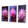 thumbnail image 3 of Designart "Radiant Pink Lotus Blossoming II" Lotus Framed Wall Art Set Of 3 - Pink Modern Frame Gallery Set For Office Decor, 3 of 6