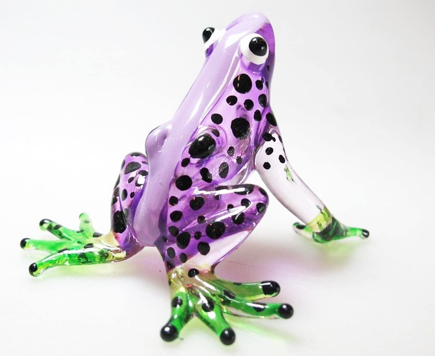MINIATURE HAND BLOWN Art GLASS Purple Frog FIGURINE purple 