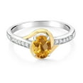 thumbnail image 2 of Gem Stone King 10K Yellow Gold and 925 Sterling Silver Yellow Citrine and White Lab Grown Diamond Engagement Ring for Women (0.81 Cttw, Available in Size 5, 6, 7, 8, 9), 2 of 4