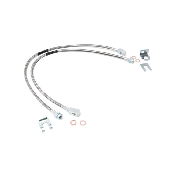 Líneas de freno delanteras de acero inoxidable Rough Country para Jeep TJ/YJ/XJ 87-06 | 4-6"" - 89702