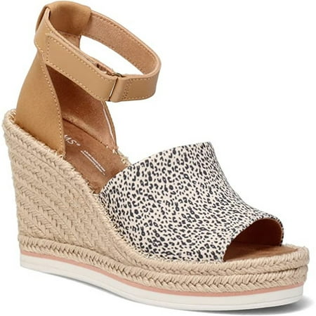

Toms Womens Marisol Leopard Print Leather Wedge Sandals