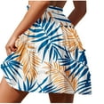 thumbnail image 4 of Ousvtion Clearance Deals Womens Boho Mini Skirt Palm Print Skorts Flowy Tiered Skirts High Waist Drawstring Summer Beach Vacation Dress for Ladies,B03-Blue,XXL, 4 of 6