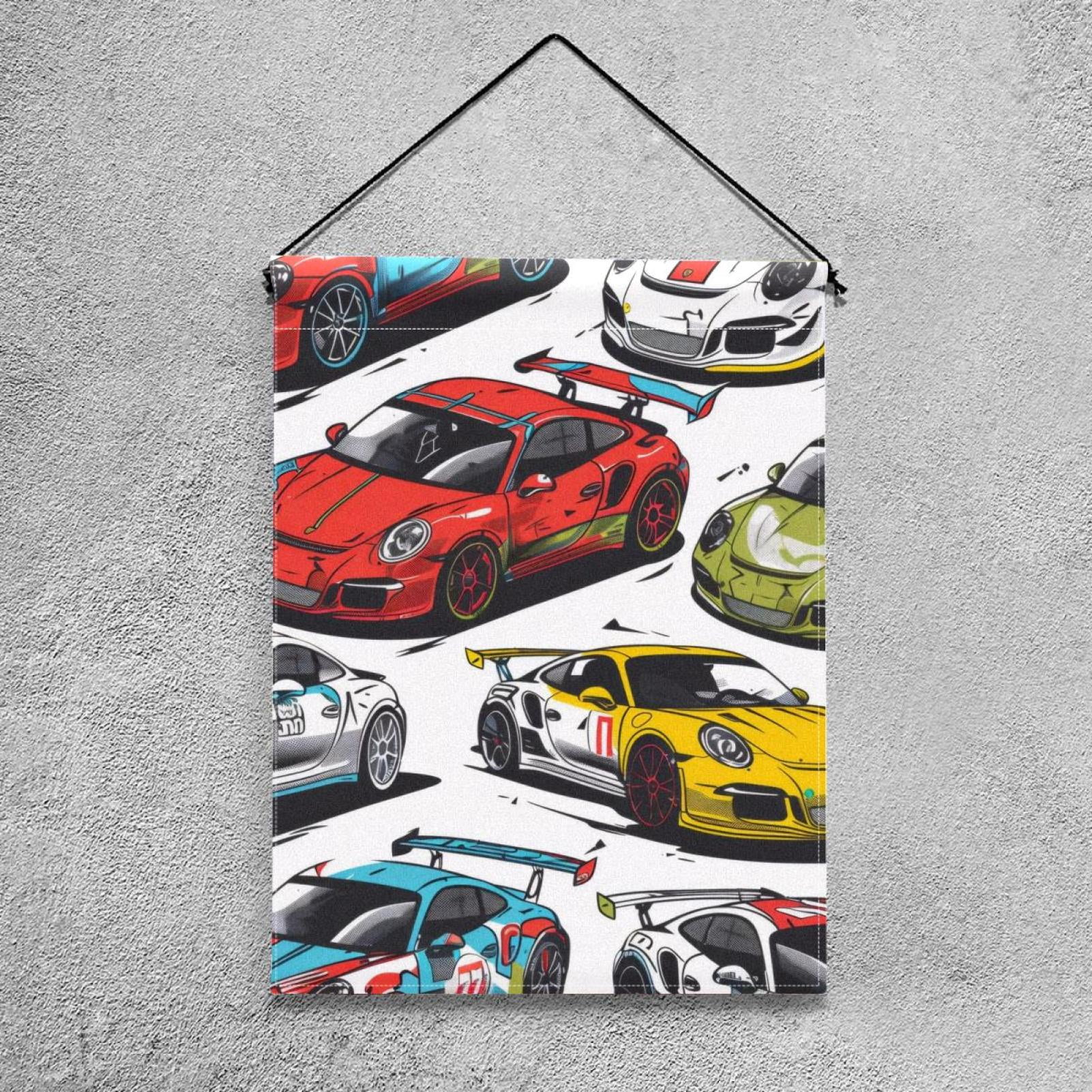 Aesthetic Racing Car Seamless Double Sided Garden Flag Decorative Weather Resistant Yard Flag, Large DIY Vertical Flag for Farmhouse Patio Lawn, 28x40 Inch