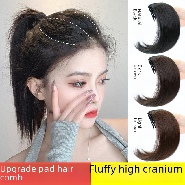 Almohadilla para la cabeza esponjosa con peluca de cráneo alto, almohadilla para el cabello, almohadilla invisible que no deja rastro, peine para el cabello, reedición de la raíz del cabello, aumento