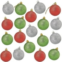 Juvale Mini Shatterproof Glitter Ornaments - Durable Shatterproof Construction - Mini Plastic Christmas Balls - Compact for Christmas Tree Decor - 48-Pack, 1.5", Plastic, Red/Green/Silver