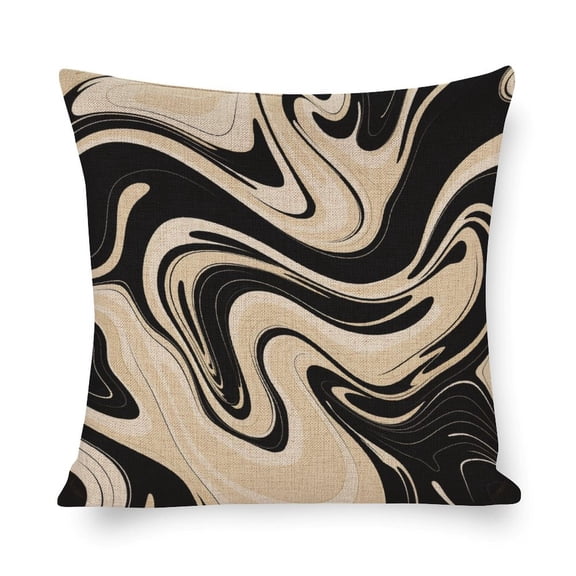 Pillow Protector Retro Liquid Swirl Abstract Pattern Black Cream Printed Pillow Cover Geometric Abstract Modern Art Couch Pillow 16"x16" Pillowcase for Couch Sofa Bedroom Car Living Room