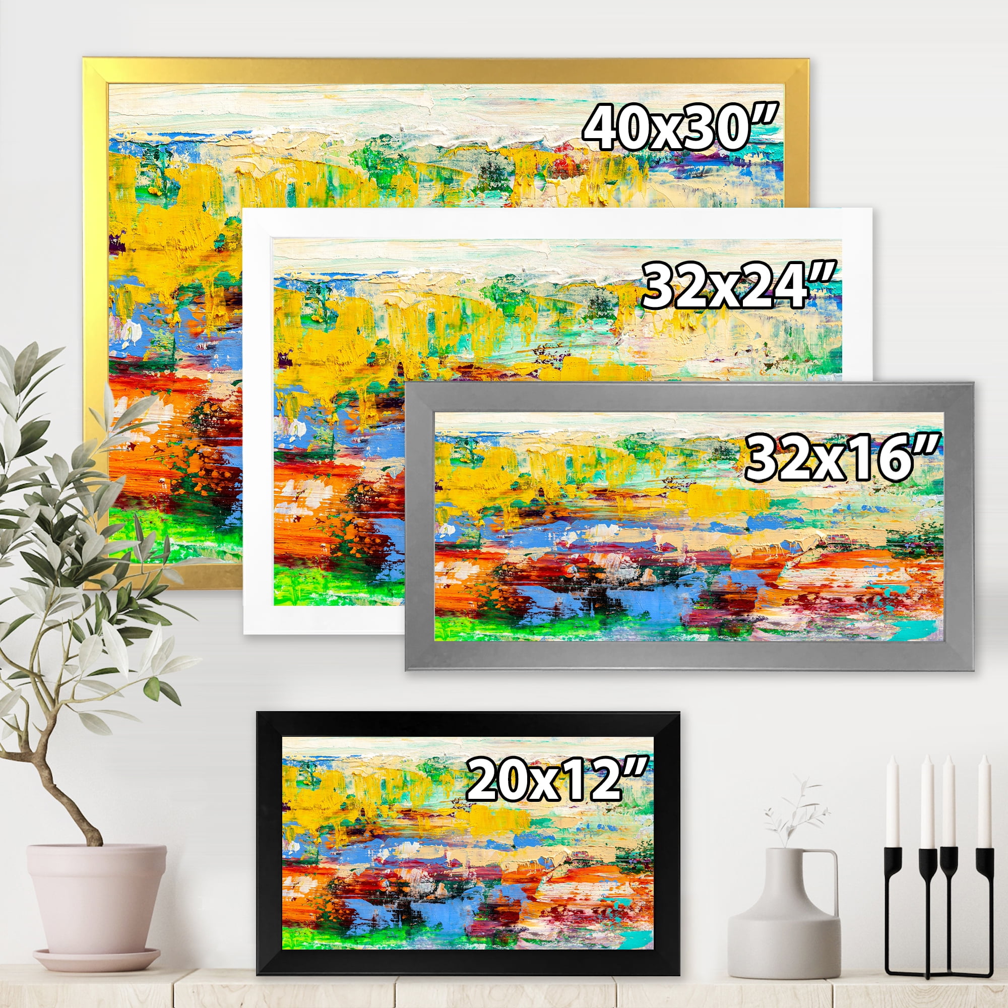 Designart 'Abstract Multicolored Bright Texture Art I' Modern Framed Art Print