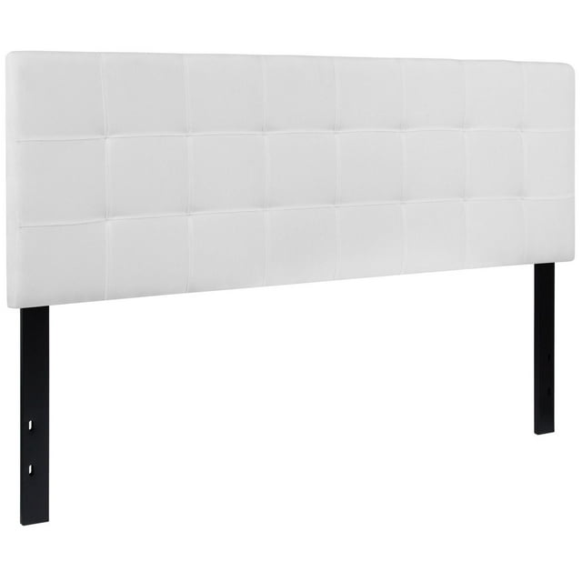 Bedford Tufted Upholstered Queen Size Headboard in White Fabric