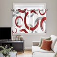 thumbnail image 5 of Red Grey Kitchen Curtains Short 45 Inch Length, Geometric Circle Modern Abstract Simple Art Grommet Top Bedroom Living Room Curtains, Light Filtering Cafe Curtain Drapes 2 Panels Set 84''x45'', 5 of 9