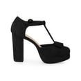 thumbnail image 3 of BLISSFUL STEP Women Round Toe Block Heel T Strap Pumps Black 11, 3 of 7