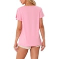 thumbnail image 3 of INSPIRE CHIC Womens Sleep Shirt T Shirt Short Sleeve Soft Knit V Neck Ruffled Pajama Tops, 3 of 4