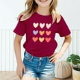 thumbnail image 2 of XIMIN Valentines Day Shirt for Girls Cute Love Heart Print Red Short Sleeve T-Shirt Casual Tops Holiday Gift Blouse, 2 of 8
