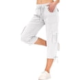 thumbnail image 6 of ChaoHeng Summer Pants for Women 2025 Women's Loose Outdoor Hiking Pants with Multi-Pockets Quick-Dry Travel Trekking Cargo Trousers Elastic Waist,White XXXL, 6 of 6