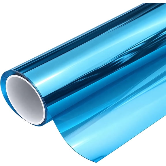 One Way Privacy Window Film, Heat Blocking and UV Reflective Window Film with Static Cling Design, Daytime Mirror Tint for Home Windows, 15.75 x 39.37 Inch (Blue)