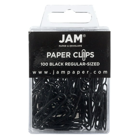 JAM Paper Standard Paper Clips, Black, Small 1 Inch, 100/Pack