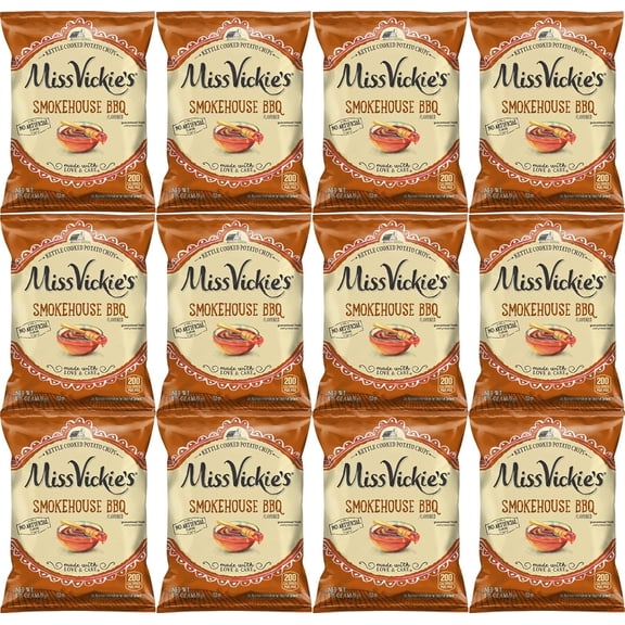 Miss Vickie's Smokehouse BBQ Potato Chips, 1.375 Oz Bags, Pack of 12, Bundled by Shoppyway