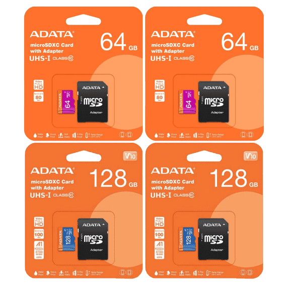 Kit 2 Memorias Micro Sd 64gb + 2 Memorias Micro Sd 128gb