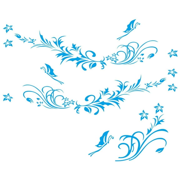 HUONA Fashionable Car Decorative Stickers Butterfly Flowers Vine Sticker Universal Auto Body Side Decals 3Pcs for Cars SUVs Trucks Off-Road Vehicles Accessories Blue