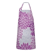 Purple Floral and Petal Pattern Apron-Garden Aprons for Women with Pockets-Cotton Linen Waterproof Kitchen Cooking Gardening Aprons Adjustable for Kitchen,Cooking,BBQ and Salon 33x27 Inch